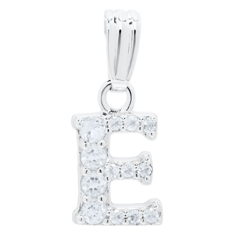 Kiddie Kraft White Topaz Inital E Pendant Necklace Kiddie Kraft White Topaz Inital E Pendant Necklace